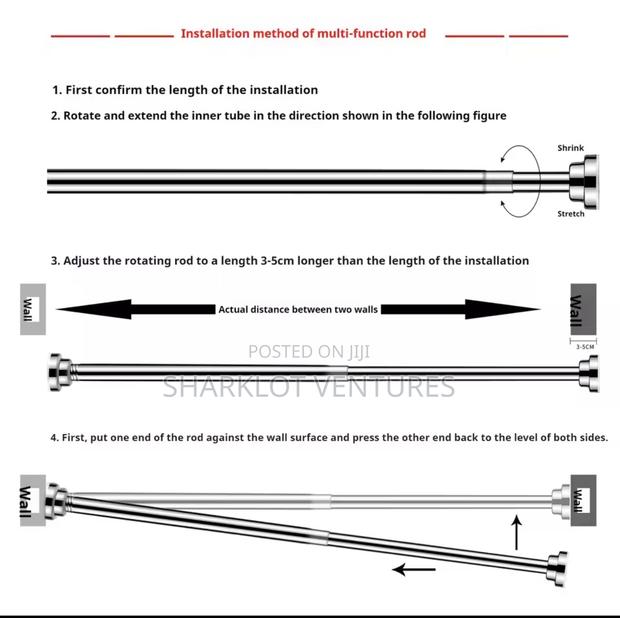 Medium Size Bathroom Rod 110-200cm · Photo 3