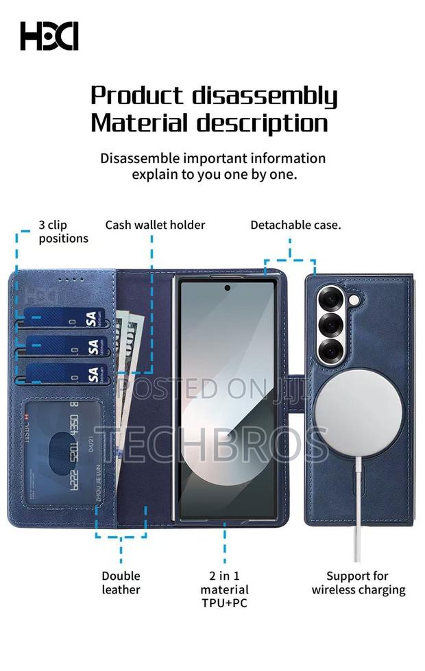 Galaxy Fold 6 Leather Case With Protector And Wireless Charging · Photo 6