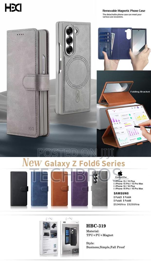 Galaxy Fold 6 Leather Case With Protector And Wireless Charging · Photo 3