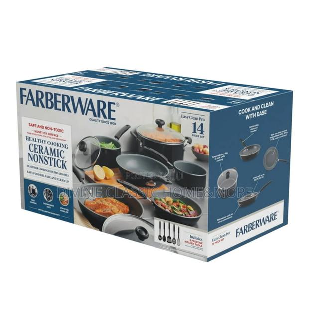 Farberware 14 PCS Ceramic Nonstick Cookware Set With Cooking Tools · Photo 1