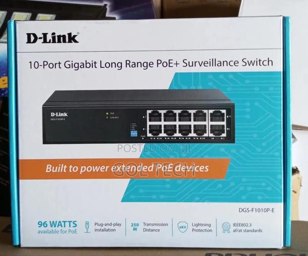 D-Link 10port Gigabit Long Range Poe Surveillance Switch DGS-F1010p-E · Photo 1