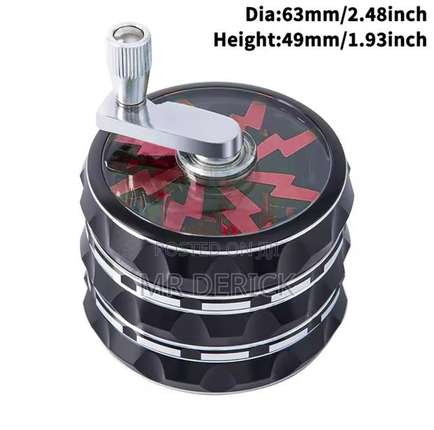 Hand Crank 63mm 4 Layers Premium Zinc Alloy Herb Grinders for Smoking · Photo 1