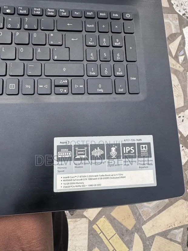 Laptop Acer Aspire 7 16GB Intel Core i7 HDD+SSD 256GB · Photo 1