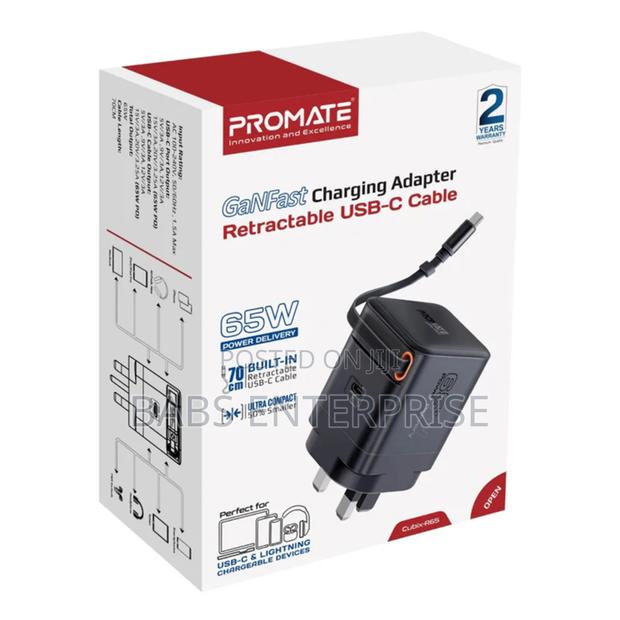 Promate Cubix-r65.Uk 65w Pd Ganfast Charging Adapter Usb-c Cable · Photo 3