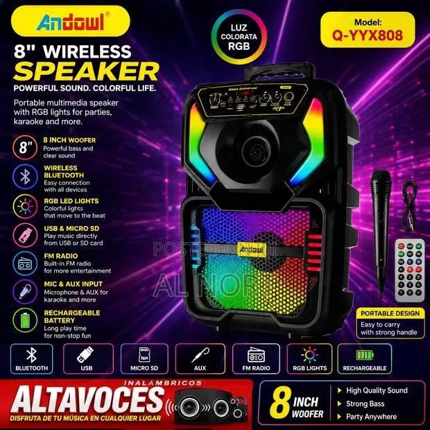 Andowl Q-Yx808 8-Inch Wireless RGB Speaker – Black · Photo 1