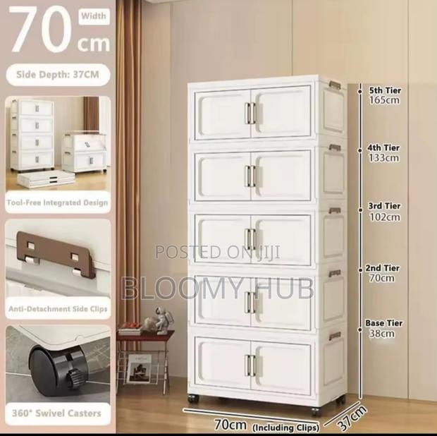 Foldable Wardrobe / Storage Cabinet Plastic (5 Layers — Free Delivery · Photo 2