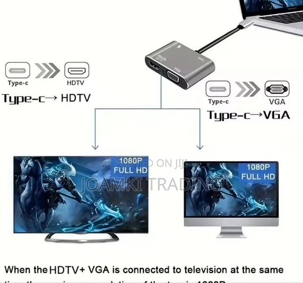 4 in 1 USB Type C Hub Docking Station to Hdtv, Vga,100w Pd for Laptop · Photo 4