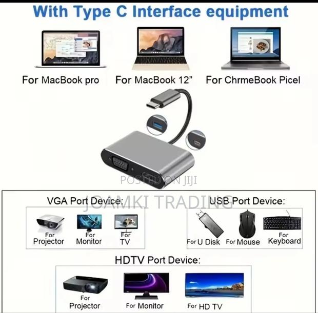 4 in 1 USB Type C Hub Docking Station to Hdtv, Vga,100w Pd for Laptop · Photo 2