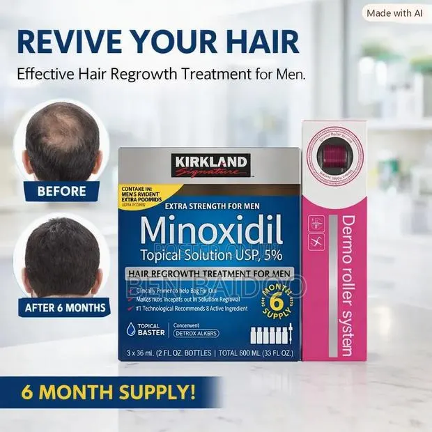 Kirkland Minoxidil and Derma Roller (Magical Hair Growth Results) · Photo 1
