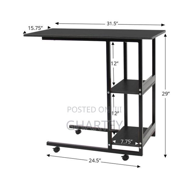 Mobile Overbed Laptop Desk With Storage Shelves - With Wheels · Photo 3