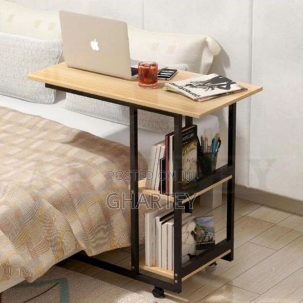 Mobile Overbed Laptop Desk With Storage Shelves - With Wheels · Photo 1
