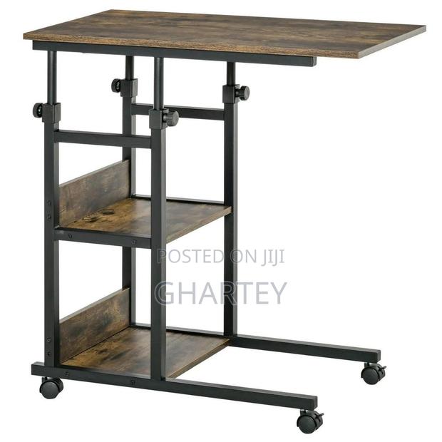 Mobile Overbed Laptop Desk With Storage Shelves - With Wheels · Photo 2