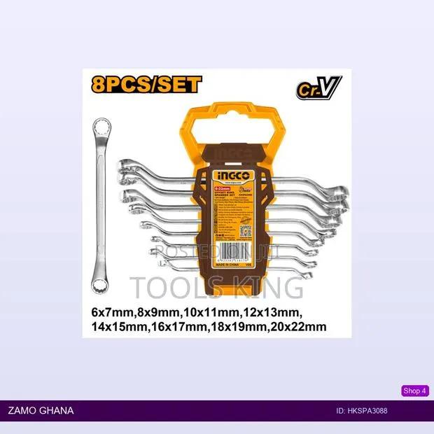8pcs Offset Ring Spanner - Hkspa3088 · Photo 1