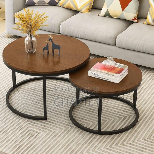 Modern Luxe Coffee Table Set – Round Industrial Side Tables (2-Piece) · Photo 1