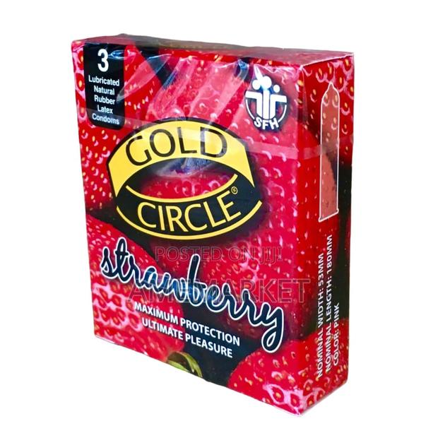 Gold Circle Condom 3's - Strawberry · Photo 1