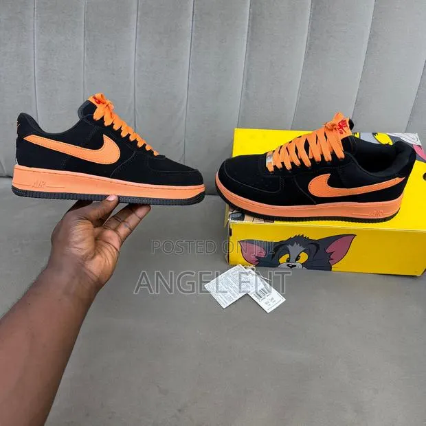 Nike Air Force 1 Black Orange Low-Top Sneakers (Loc: Adum Kumasi) · Photo 1