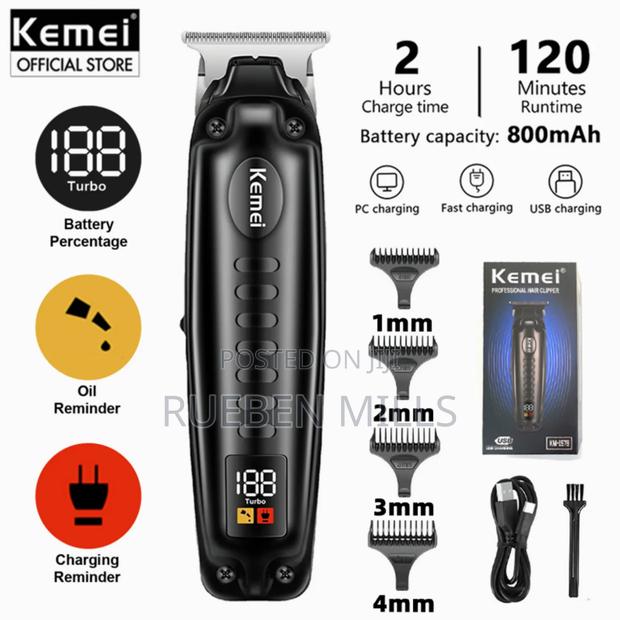 Kemei Km-1578 High Quality Beard Trimmer Shaving Machine - Black · Photo 3