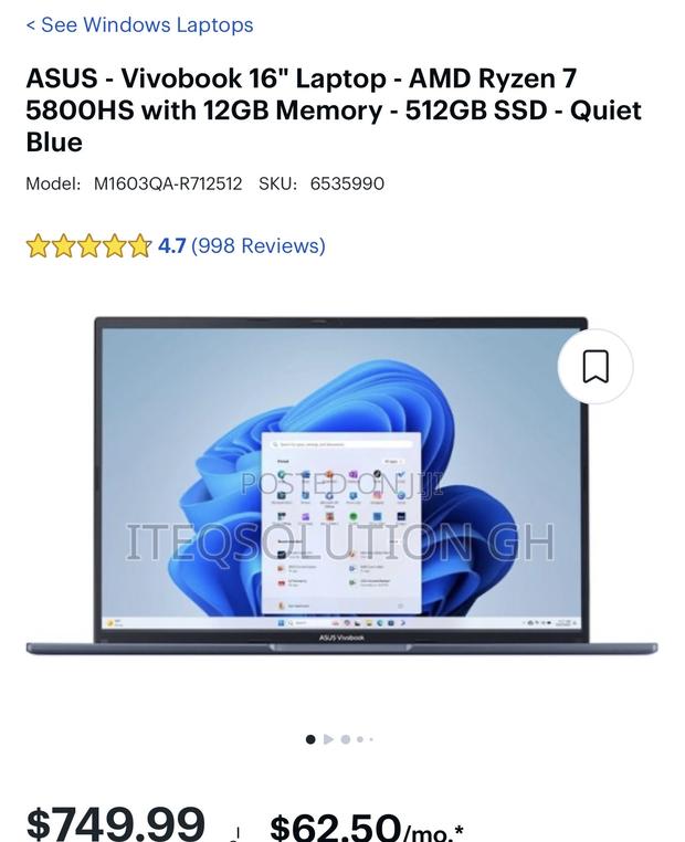 New Laptop Asus Vivobook 16 12GB AMD Ryzen 7 SSD 512GB · Photo 2