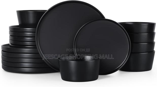 16-Piece Set of Black Stoneware Dinnerware · Photo 2