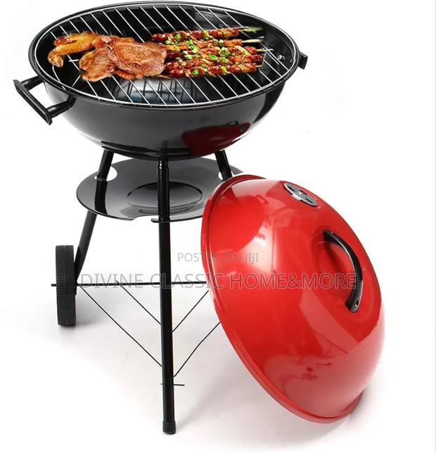 Portable Red Kettle Trolley Charcoal BBQ Grill · Photo 1