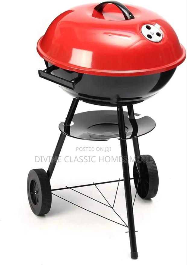Portable Red Kettle Trolley Charcoal BBQ Grill · Photo 2