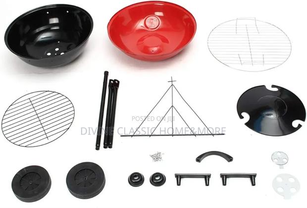Portable Red Kettle Trolley Charcoal BBQ Grill · Photo 3