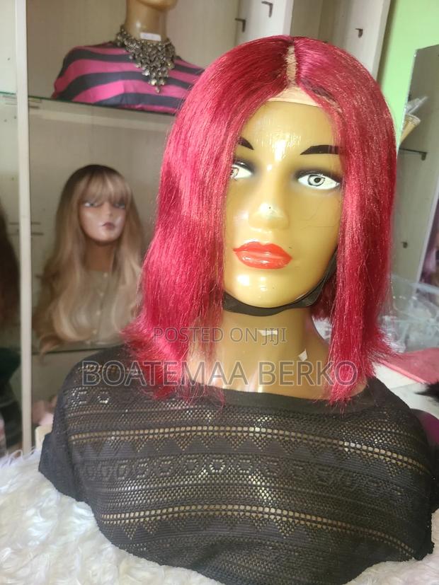 Short Wine Color Wig Cap · Photo 7