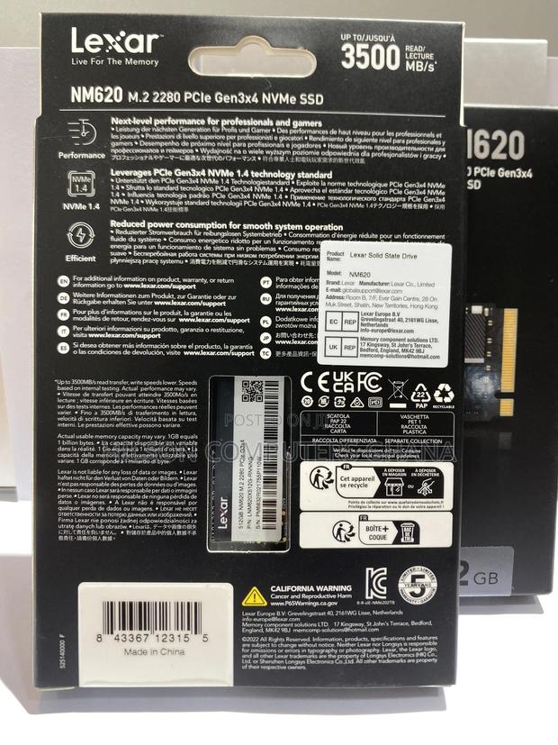 Lexar Nm620 512 Gb Ssd, M.2 2280 Pcie Gen3x4 Nvme · Photo 2