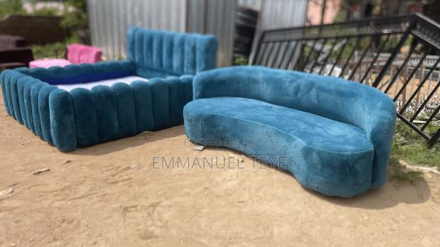 Brand New Sky Blue Velvet Fabric Stylish Sofa and Bed · Photo 1