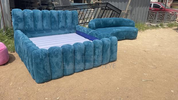 Brand New Sky Blue Velvet Fabric Stylish Sofa and Bed · Photo 2
