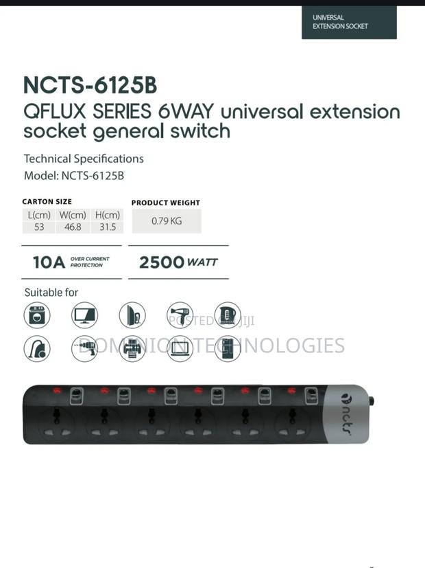 NCTS-6125b 6way Extension Sockets Universal 1.8m · Photo 2