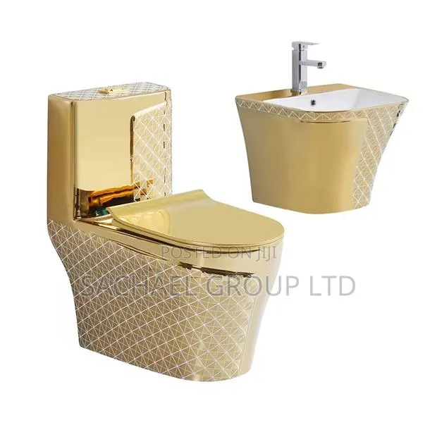 Stylish Golden Wc With Basin · Photo 1