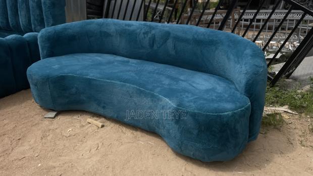 Blue Velvet Material Modern Sofa Is Very Comfortable and Made to Last · Photo 1