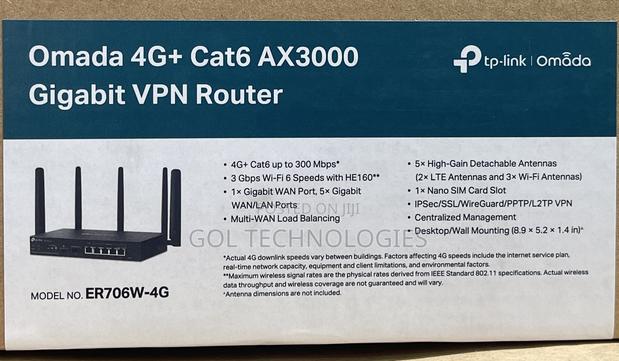 Tp Link Omada 4g+ Cat6 Ax3000 Gigabit VPN Router Er706w-4g · Photo 3