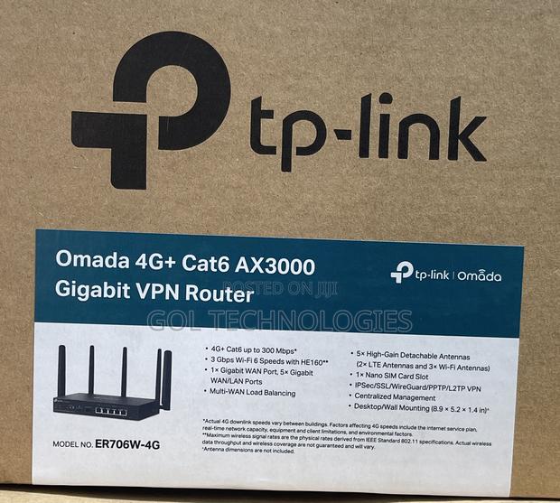 Tp Link Omada 4g+ Cat6 Ax3000 Gigabit VPN Router Er706w-4g · Photo 2