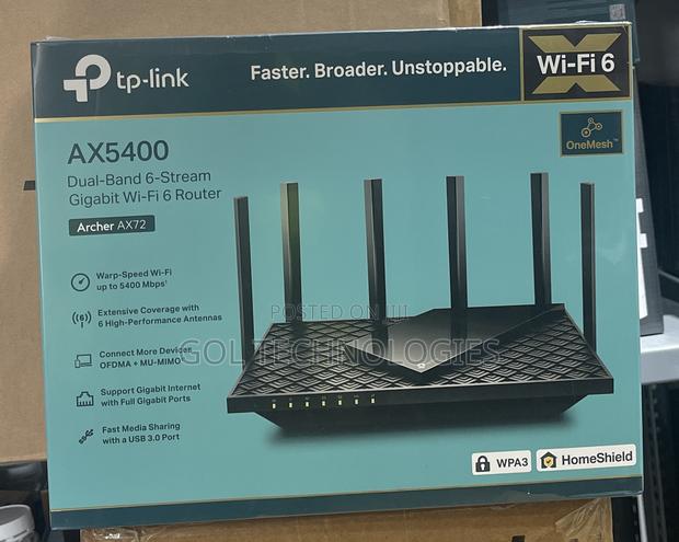 Tp Link Ax5400 Dual-Band 6-Stream Gigabit Wi-Fi 6 Router Archer Ax72 · Photo 2