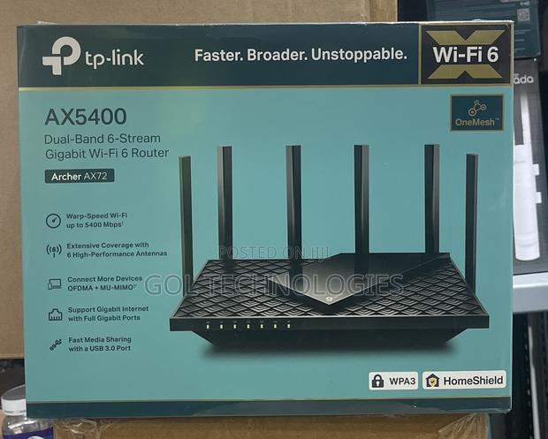 Tp Link Ax5400 Dual-Band 6-Stream Gigabit Wi-Fi 6 Router Archer Ax72 · Photo 1