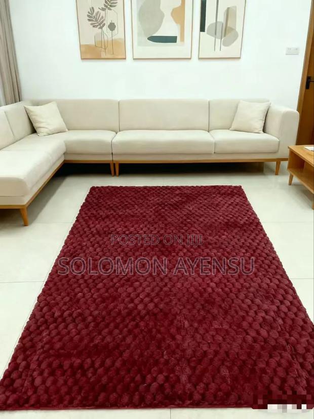 Quality Dark Blue Fluffy Faux Rabbit Fur Area Rug With a 3d Bubble · Photo 3