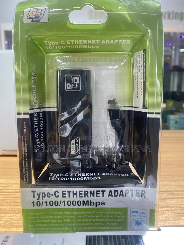 Type C 3.0 Ethernet High-Speed Network Adapter 10/100/1000mbps - Black · Photo 2