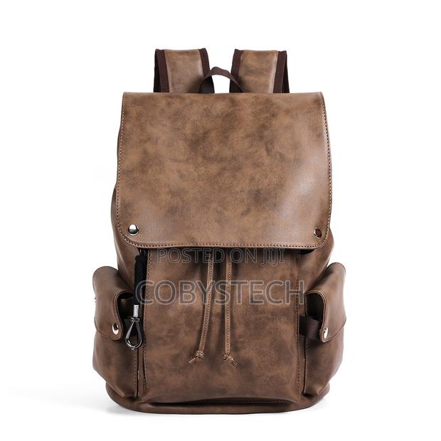 Pu Leather Backpack Unisex- Brown/Black/Grey · Photo 1