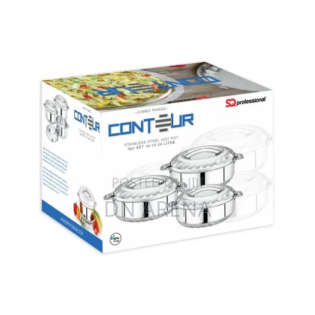 Sq Professional 3pc Jumbo Contour Insulated Hot Pot Set 20l, 15l, 10l · Photo 1