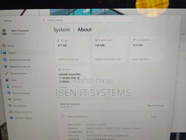 Laptop Microsoft Surface Pro 4 16GB Intel Core I7 SSHD (Hybrid) 512GB · Photo 2