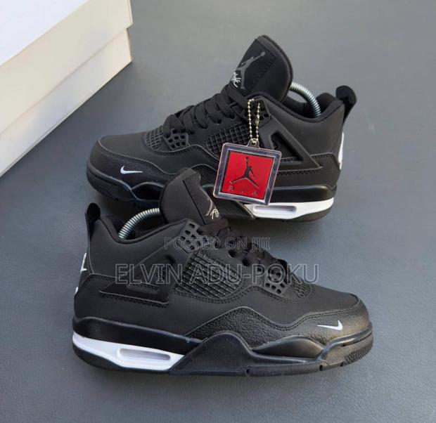 Air Jordan 4 Black Leather Print Sneaker · Photo 2