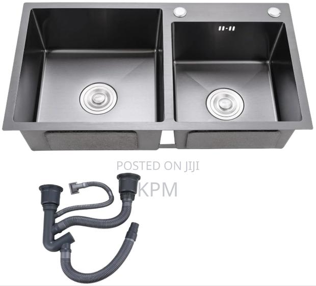 Anti Rust Handmade Nano Black Sus 304 Double Black Kitchen Sink · Photo 1