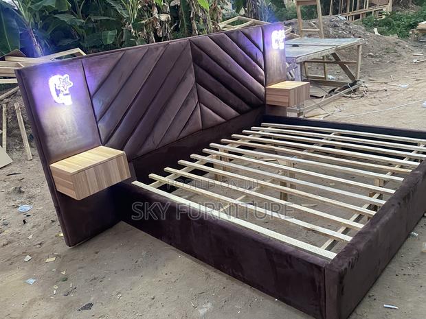 Over Sized King Size Bed Frame With Light and Side Drawers · Photo 3