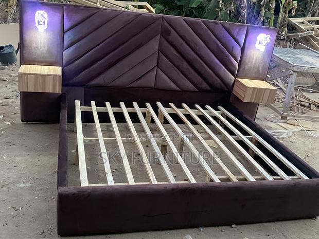 Over Sized King Size Bed Frame With Light and Side Drawers · Photo 1