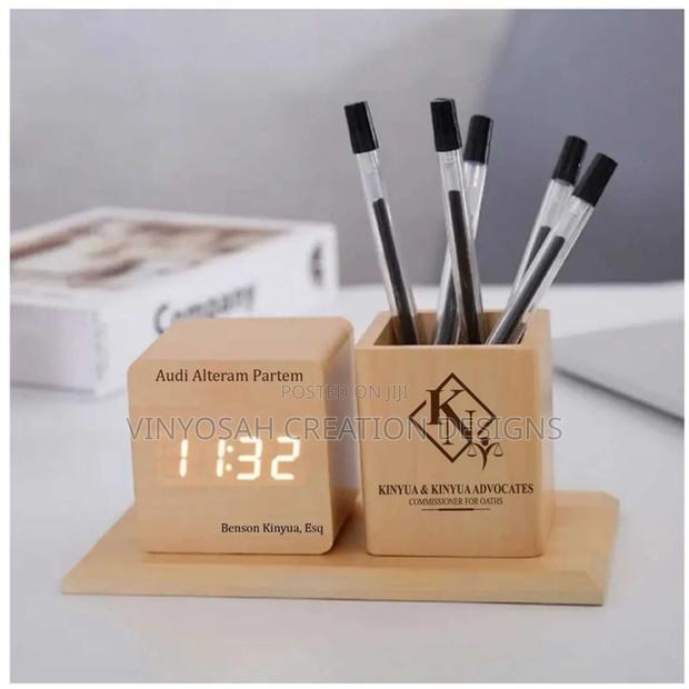 Wooden Table Clock With Branding · Photo 1