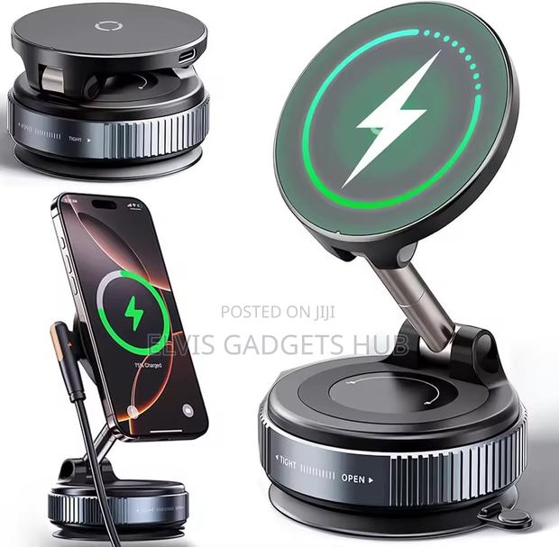 Vacuum Suction 15w Wireless Charging Phone Holder Mount · Photo 1