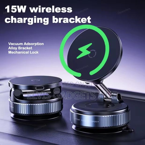 Vacuum Suction 15w Wireless Charging Phone Holder Mount · Photo 3