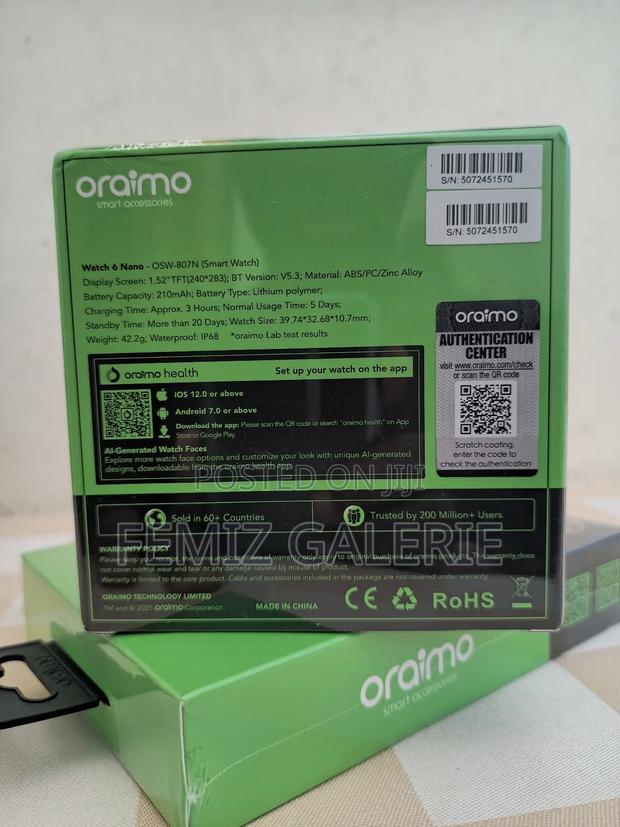 Oraimo Watch 6 Nano 1.52" TFT Full Touch Smart Watch · Photo 2